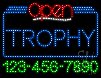 Trophy Open with Phone Number Animated LED Sign