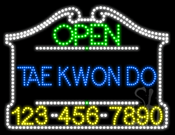Tae Kwon Do Open with Phone Number Animated LED Sign
