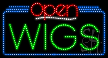 Wigs Open Animated LED Sign