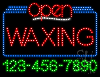 Waxing Open with Phone Number Animated LED Sign