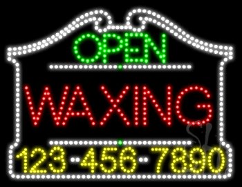 Waxing Open with Phone Number Animated LED Sign