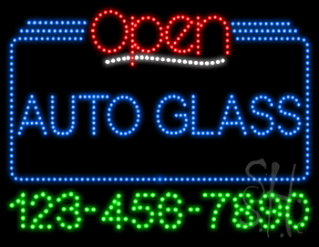 Auto Glass Open with Phone Number Animated LED Sign
