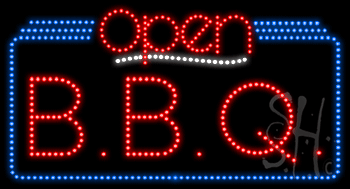 B B Q Open Animated LED Sign