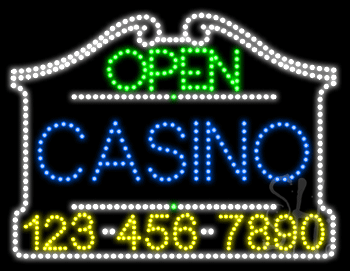 Casino Open with Phone Number Animated LED Sign