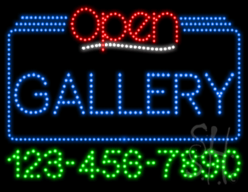Gallery Open with Phone Number Animated LED Sign