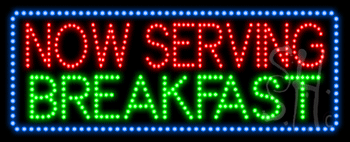 Now Serving Breakfast Animated LED Sign
