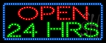 Open 24 Hrs Animated LED Sign