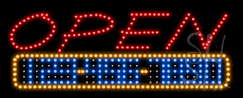 Open 24 Hrs Animated LED Sign