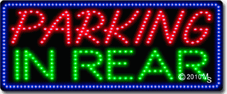 Parking In Rear Animated LED Sign