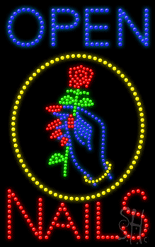 Open Nails Animated LED Sign