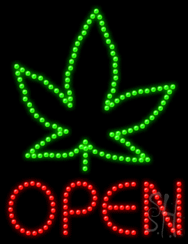 Open With Leaf Logo Animated Led Sign