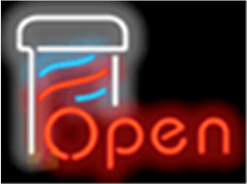 Open Barber Logo Neon Sign