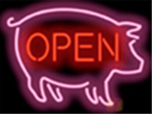 Pig Open Barbecue Bbq Neon Sign
