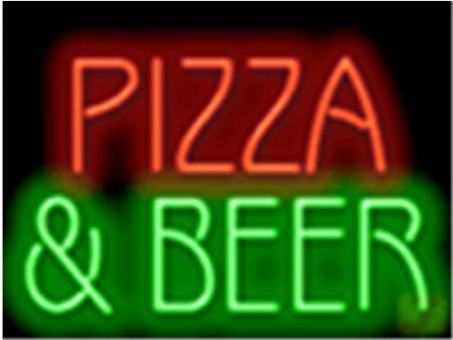 Pizza and Beer Cafe Food Neon Sign