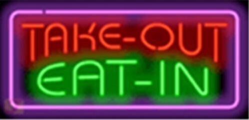 Take Out Eat in Barbeque Neon Sign