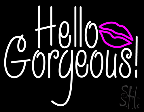 Hello Gorgeous Pink Lip Neon Sign