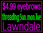 Custom $4 99 Eyebrows Threading Sun Mon Tue Lawndale Neon Sign 4