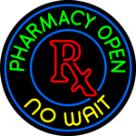 Custom Pharmacy Open No Wait Neon Sign 13
